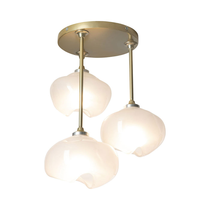 Ume Multi Light Semi Flush Ceiling Light in Modern Brass/Frosted Glass (3-Light).