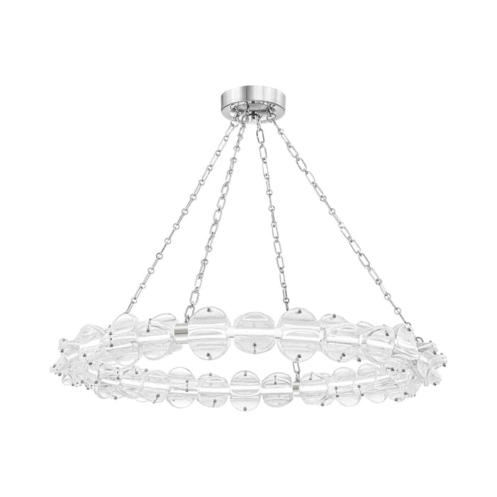 Lindley LED Chandelier in Small/Polished Nickel.
