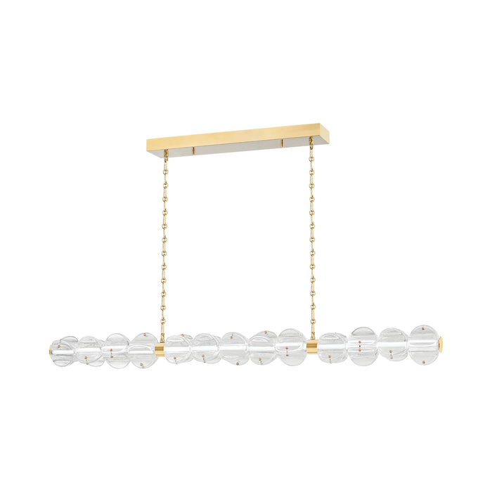 Lindley LED Linear Pendant Light in Aged Brass.