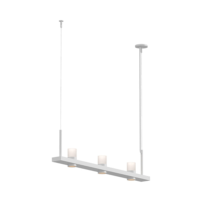 Intervals® LED Linear Suspension Light in Satin White/3-Light/Etched Cylinder.