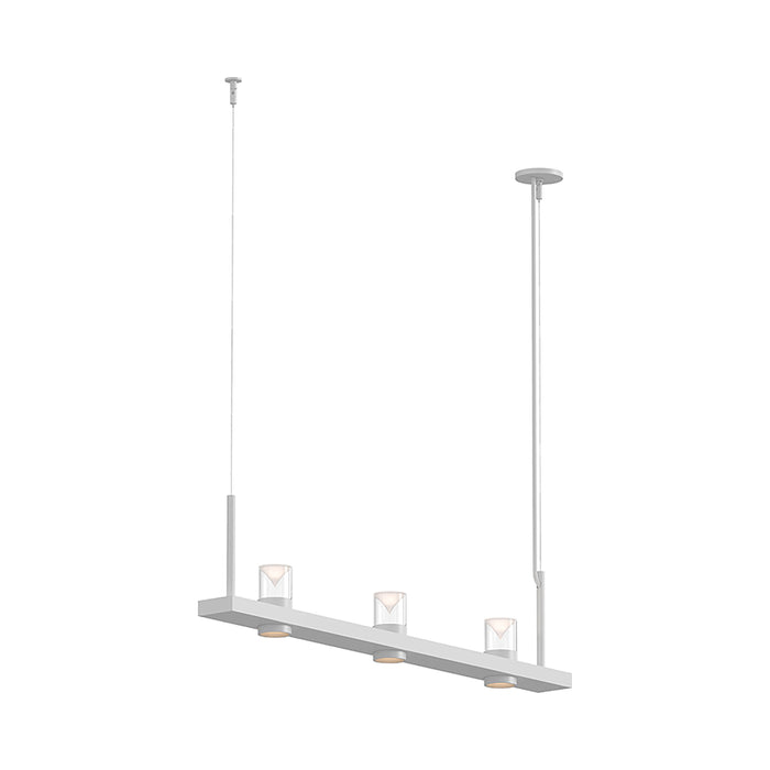 Intervals® LED Linear Suspension Light in Satin White/3-Light/Clear with Cone.