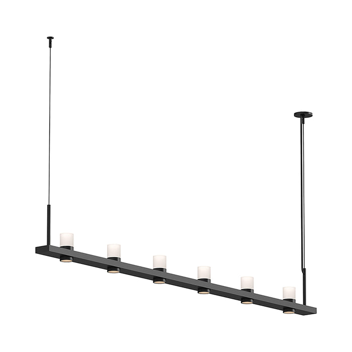 Intervals® LED Linear Suspension Light in Satin Black/6-Light/Etched Cylinder.