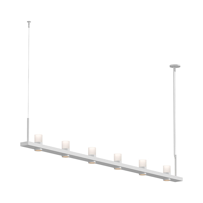 Intervals® LED Linear Suspension Light in Satin White/6-Light/Etched Cylinder.