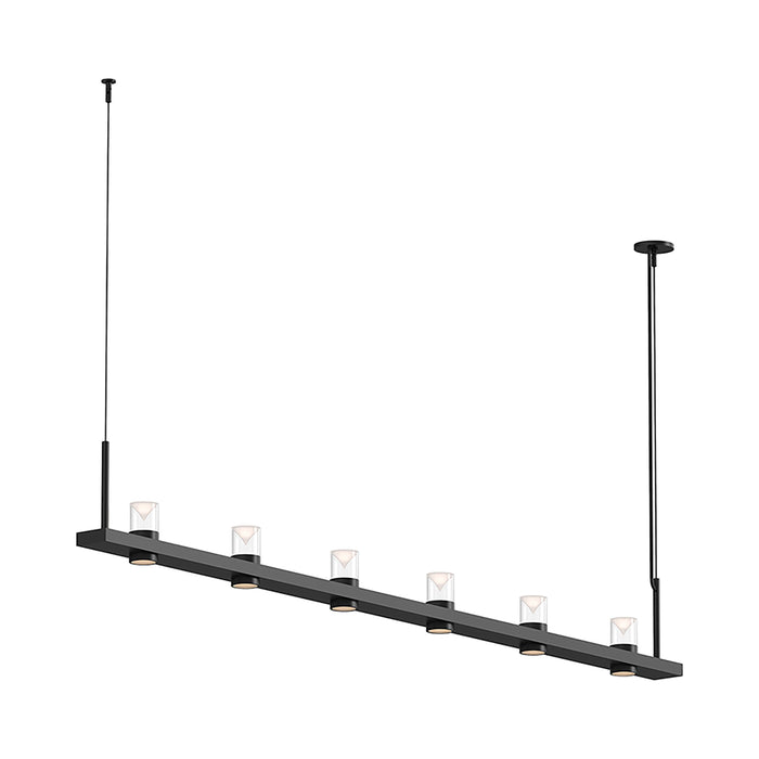 Intervals® LED Linear Suspension Light in Satin Black/6-Light/Clear with Cone.