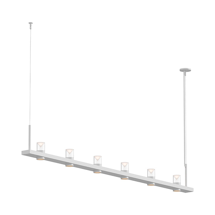 Intervals® LED Linear Suspension Light in Satin White/6-Light/Clear with Cone.