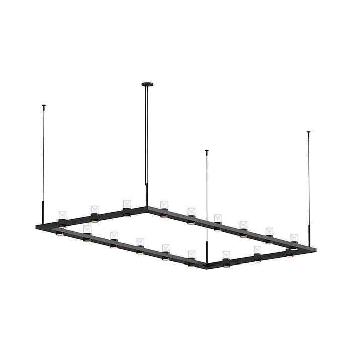 Intervals® Rectangle LED Suspension Light in Satin Black/Clear Cone Light.