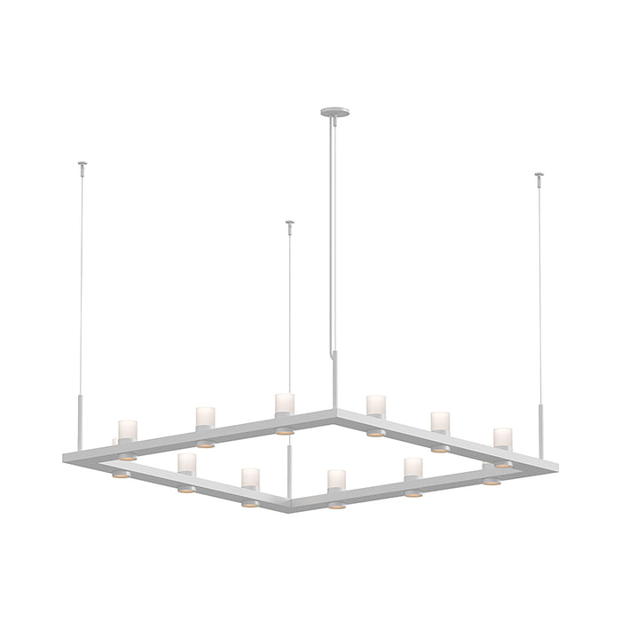Intervals® Square LED Suspension Light in Satin White/Etched Cylinder.