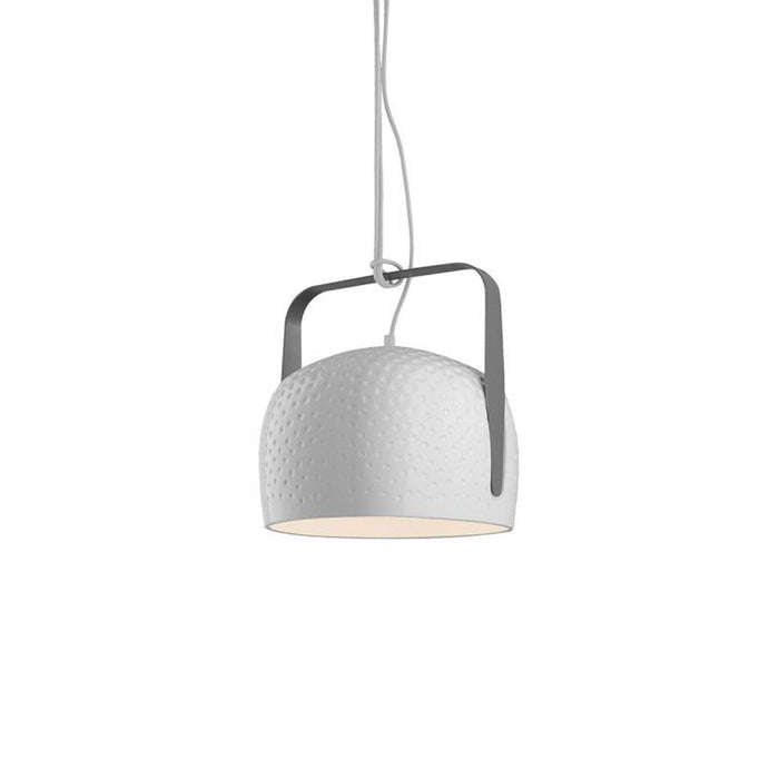 Bag LED Pendant Light in Ceramic With Texture/Glossy White (Small).