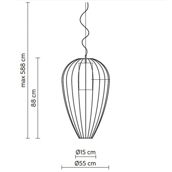 Cell Outdoor LED Pendant Light - line drawing.