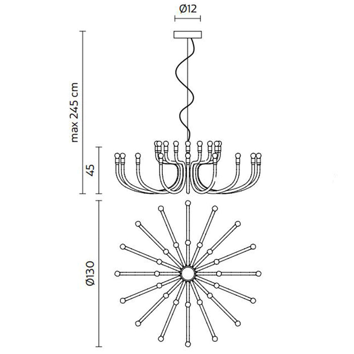 Snoob LED Chandelier - line drawing.