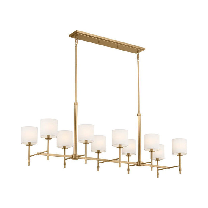 Ali Linear Pendant Light in Brushed Natural Brass.