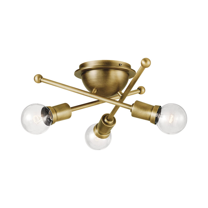 Armstrong Flush Mount Ceiling Light in Natural Brass.