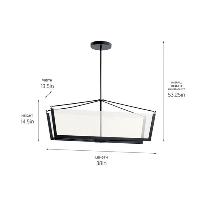 Calters LED Linear Pendant Light - line drawing.