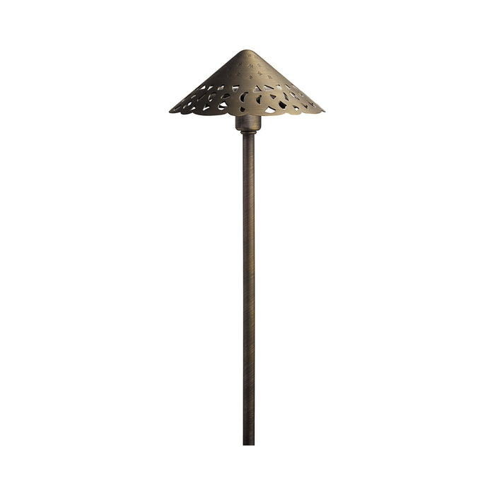 Cast Hammered Roof LED Path Light in Centennial Brass.