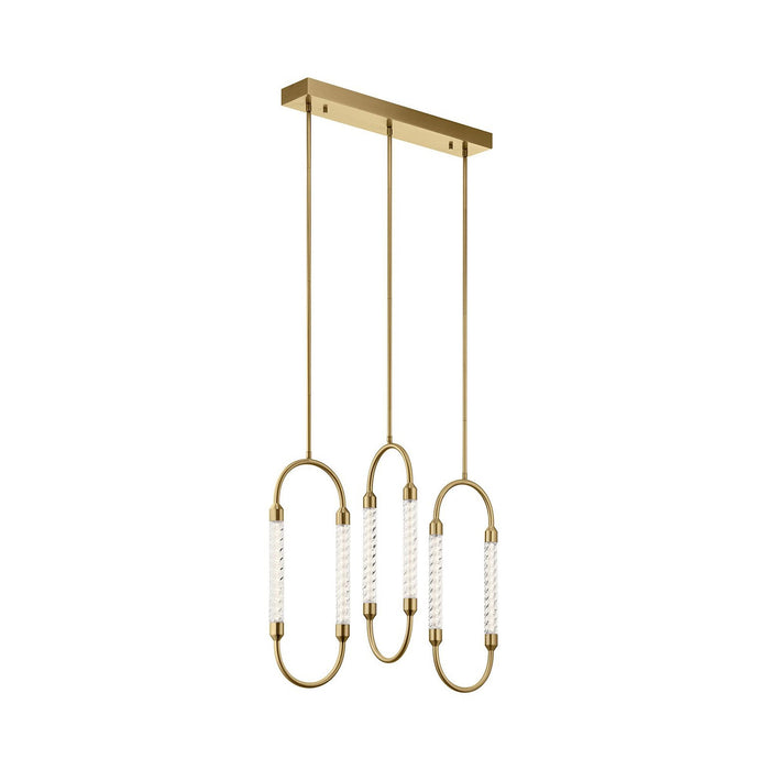 Delsey LED Linear Pendant Light in 3-Light/Champagne Gold.