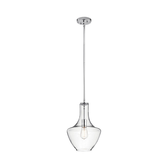 Everly Bell Pendant Light in Bell/Chrome/Clear Glass (Small).