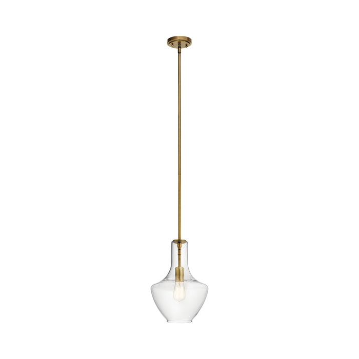 Everly Bell Pendant Light in Bell/Natural Brass/Clear Glass (Small).