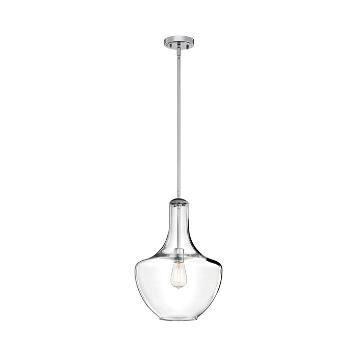 Everly Bell Pendant Light in Bell/Chrome/Clear Glass (Large).