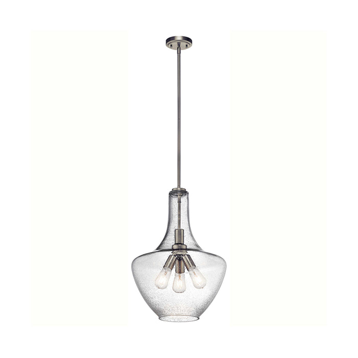 Everly Bell Pendant Light in Bell/Brushed Nickel/Clear Seeded Glass (Small).