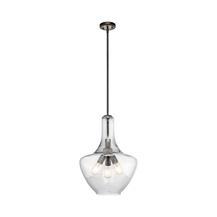 Everly Bell Pendant Light in Bell/Olde Bronze/Clear Seeded Glass (Small).