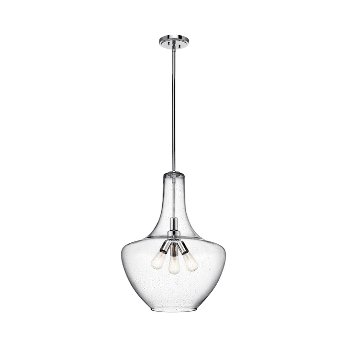 Everly Bell Pendant Light in Bell/Chrome/Clear Seeded Glass (Large).