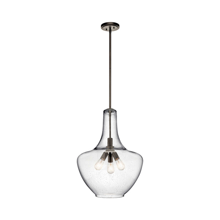 Everly Bell Pendant Light in Bell/Olde Bronze/Clear Seeded Glass (Large).