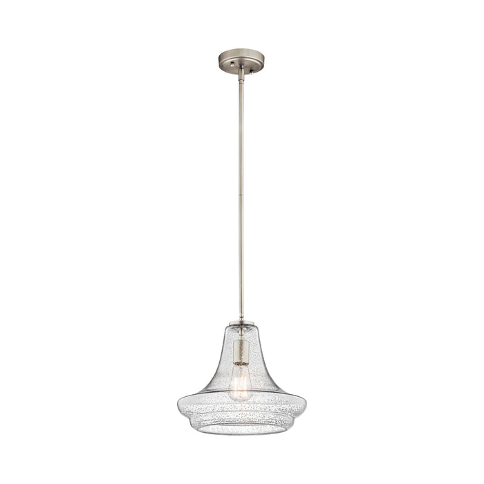 Everly Trumpet Pendant Light in Trumpet/Brushed Nickel/Clear Seeded Glass (Small).