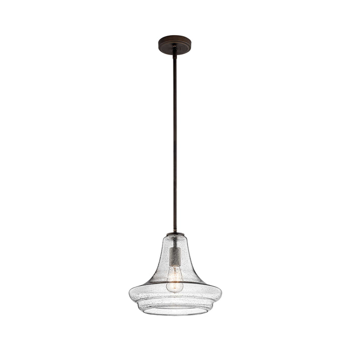 Everly Trumpet Pendant Light in Trumpet/Olde Bronze/Clear Seeded Glass (Small).