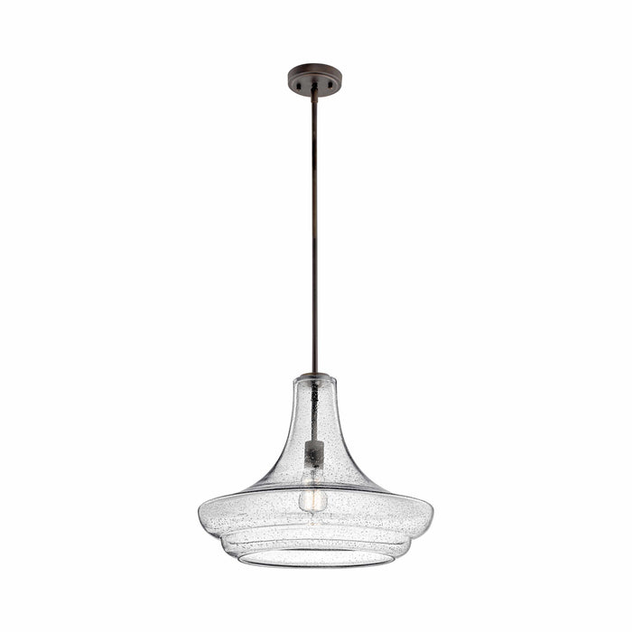 Everly Trumpet Pendant Light in Trumpet/Olde Bronze/Clear Seeded Glass (Large).