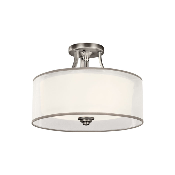 Lacey Semi Flush Mount Ceiling Light in 3-Light/Antique Pewter.