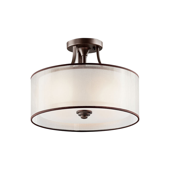 Lacey Semi Flush Mount Ceiling Light in 3-Light/Mission Bronze.