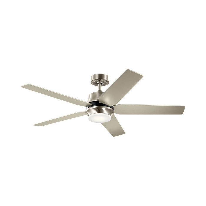 Maeve LED Ceiling Fan in Brushed Stainless Steel.