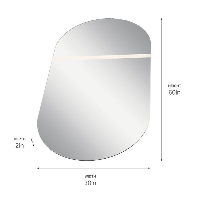 Radana Oval LED Mirror - line drawing.