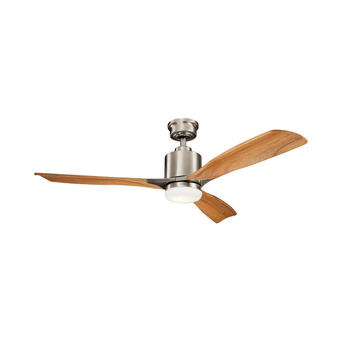 Ridley II LED Ceiling Fan in Brushed Stainless Steel.