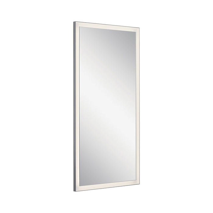 Ryame LED Mirror in Large/Rectangular/Matte Silver.