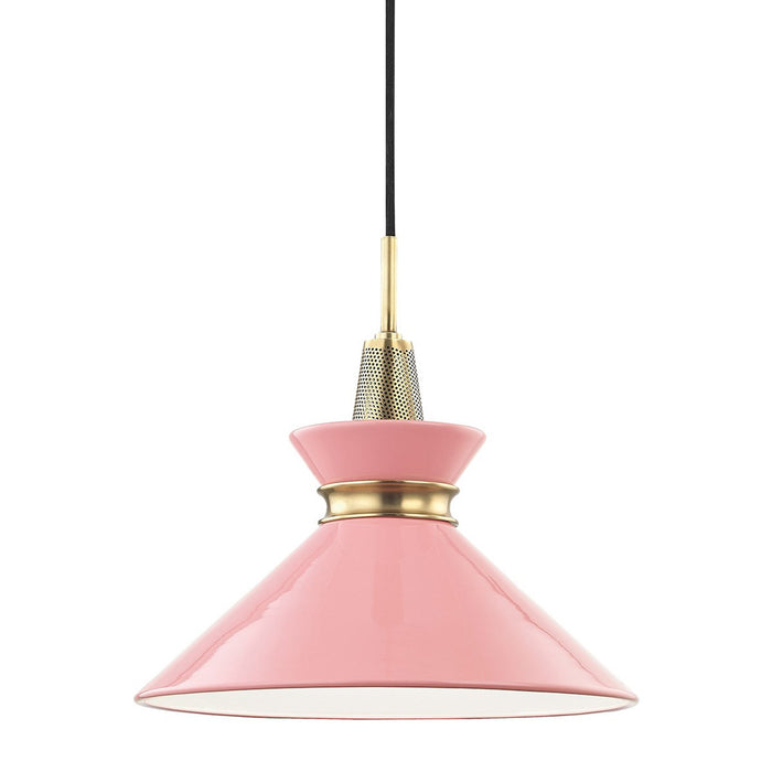 Kiki Pendant Light in Aged Brass / Pink/Small.
