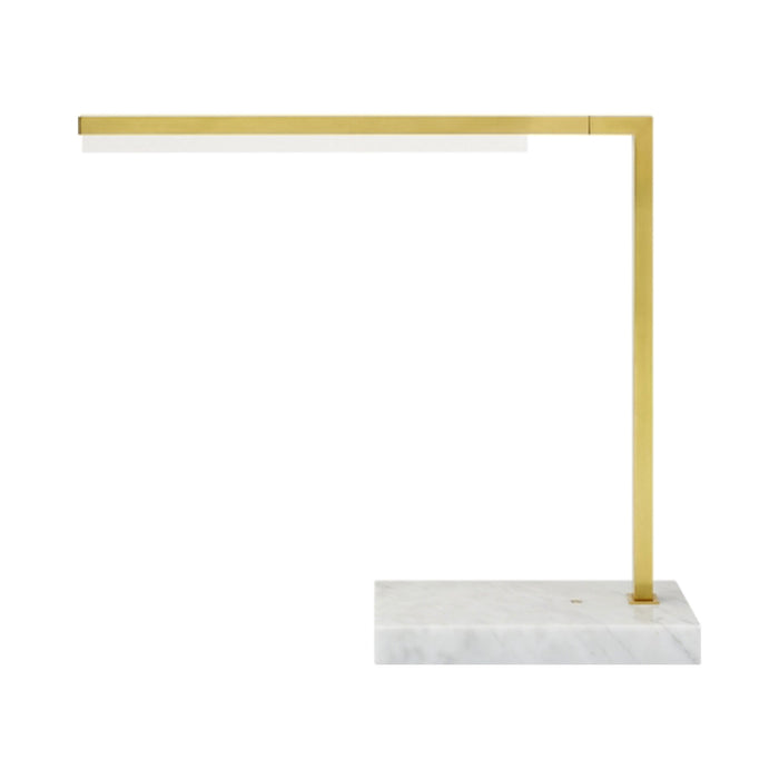 Klee LED Table Lamp in Natural Brass / White Marble.