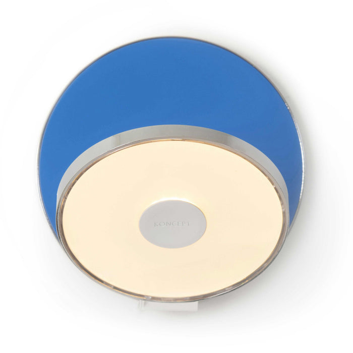Gravy Hardwire LED Wall Light in Chrome and Matte Blue.