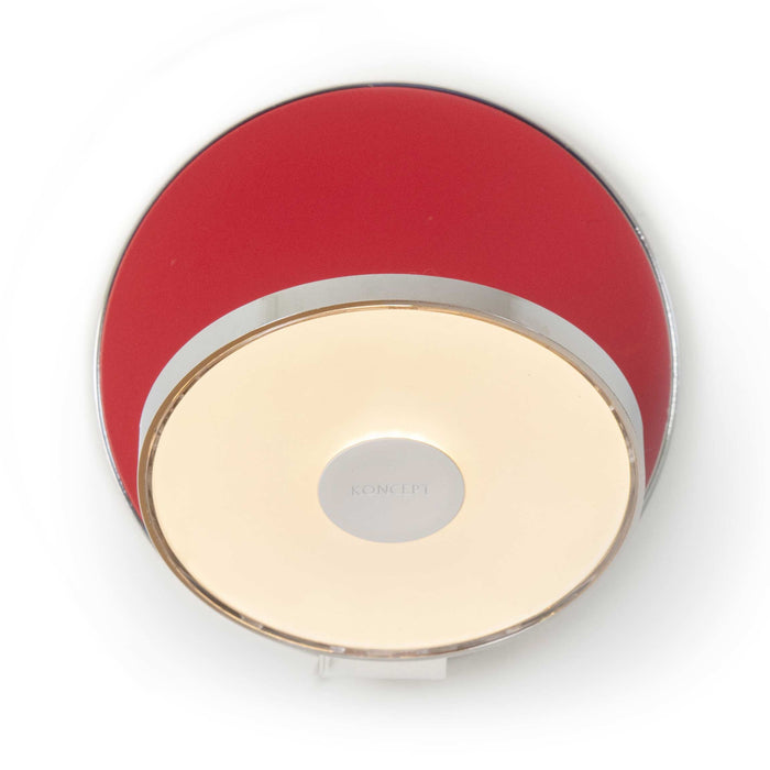 Gravy Hardwire LED Wall Light in Chrome and Matte Red.