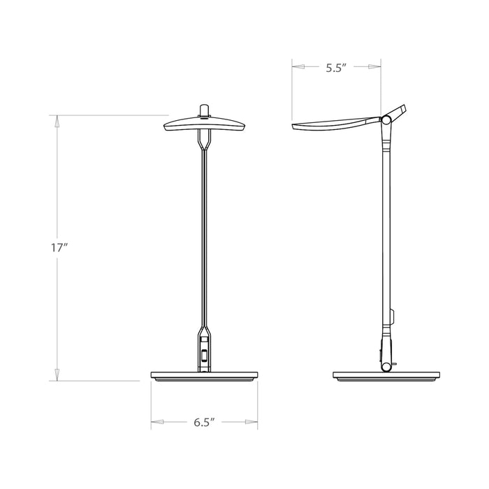 Splitty LED Desk Lamp - line drawing.