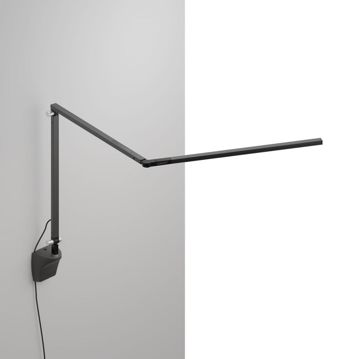 Z-Bar Slim LED Desk Lamp in Metallic Black/Wall Mount.