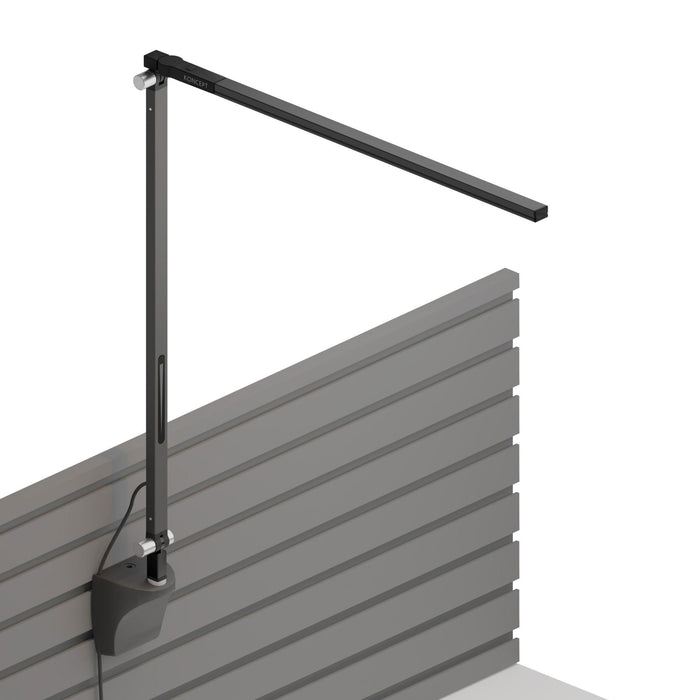 Z-Bar Solo LED Desk Lamp in Metallic Black/Slatwall Mount.