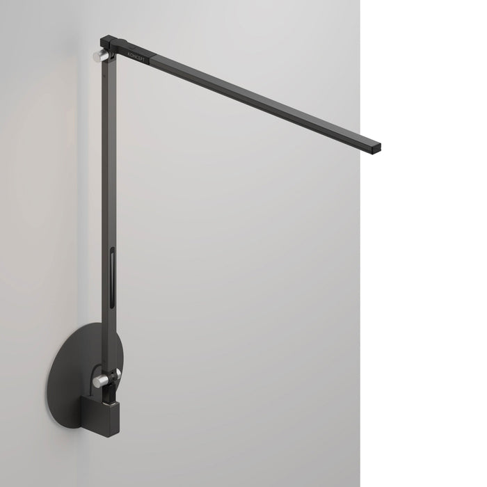 Z-Bar Solo LED Desk Lamp in Metallic Black/Hardwire Wall Mount.