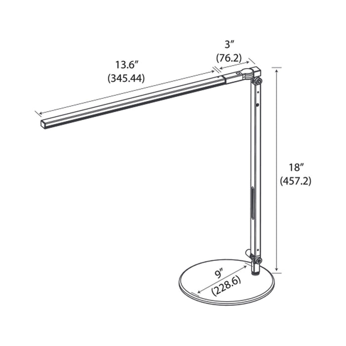 Z-Bar Solo LED Desk Lamp - line drawing.