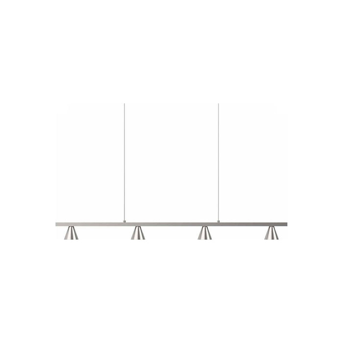 Dune LED Linear Pendant Light in 4-Cone/Brushed Nickel.