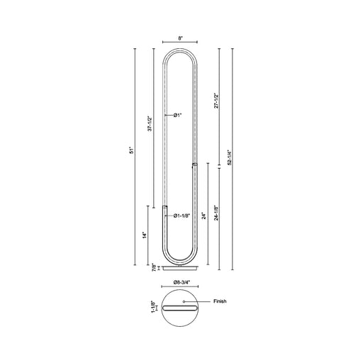 Huron LED Floor Lamp - line drawing.