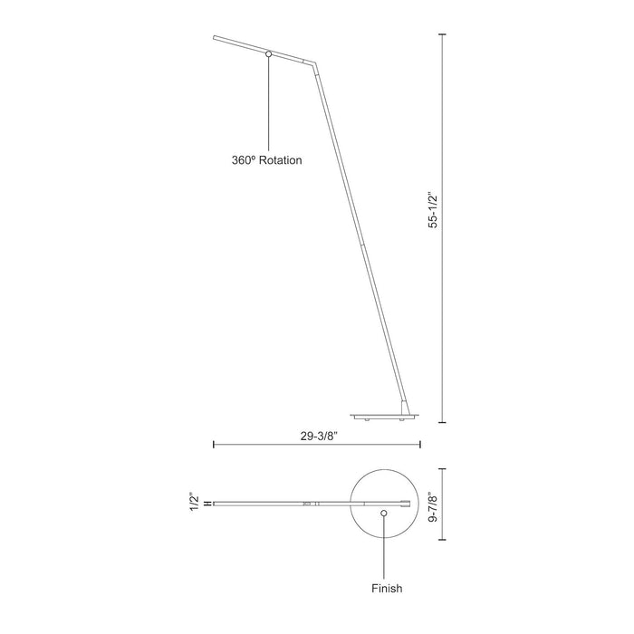 Miter LED Floor Lamp - line drawing.