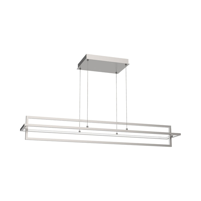 Mondrian Double LED Linear Pendant Light in Large/Brushed Nickel.