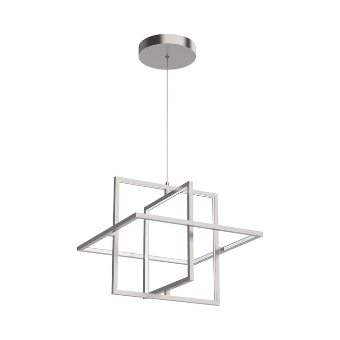 Mondrian LED Pendant Light in Frosted Acrylic/Small/Brushed Nickel.