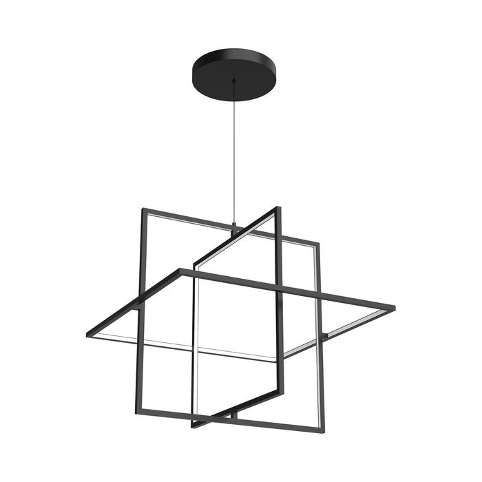 Mondrian LED Pendant Light in Frosted Acrylic/Large/Black.